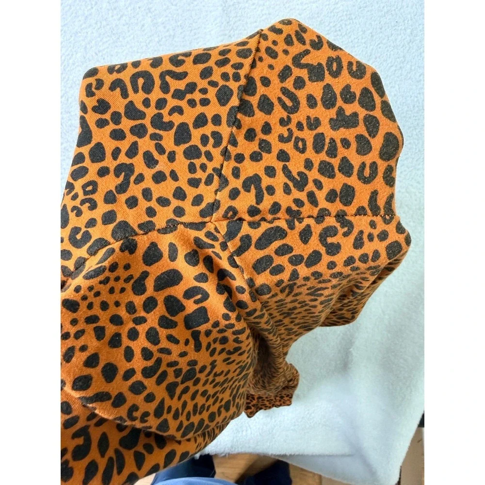 Lands End Womens‎ 3X Leopard Print Leggings Orange Black High Rise Stretch Pants